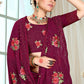 Contemporary Georgette Wine Embroidered Saree