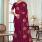 Contemporary Georgette Wine Embroidered Saree