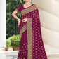 Trendy Saree Georgette Wine Embroidered Saree