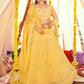 A Line Lehenga Georgette Yellow Embroidered Lehenga Choli