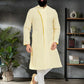 Kurta Pyjama Georgette Yellow Embroidered Mens