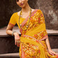 Designer Georgette Yellow Print Saree