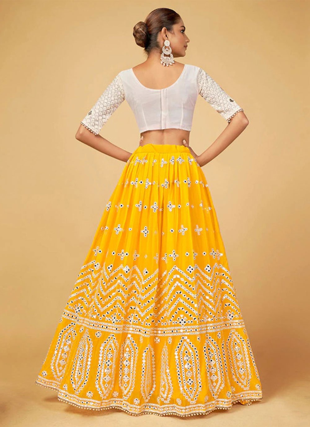 Lehenga Choli Georgette Yellow Gota Work Lehenga Choli