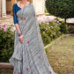 Contemporary Georgette Grey Print Saree
