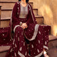 Salwar Suit Georgette Maroon Embroidered Salwar Kameez