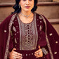 Salwar Suit Georgette Maroon Embroidered Salwar Kameez