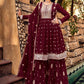 Salwar Suit Georgette Maroon Embroidered Salwar Kameez