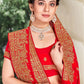 Classic Georgette Red Embroidered Saree