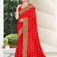 Classic Georgette Red Embroidered Saree