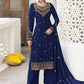 Salwar Suit Georgette Blue Embroidered Salwar Kameez