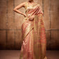 Contemporary Organza Silk Gold Peach Weaving Saree