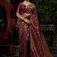 Trendy Saree Kanjivaram Silk Gold Purple Weaving Saree