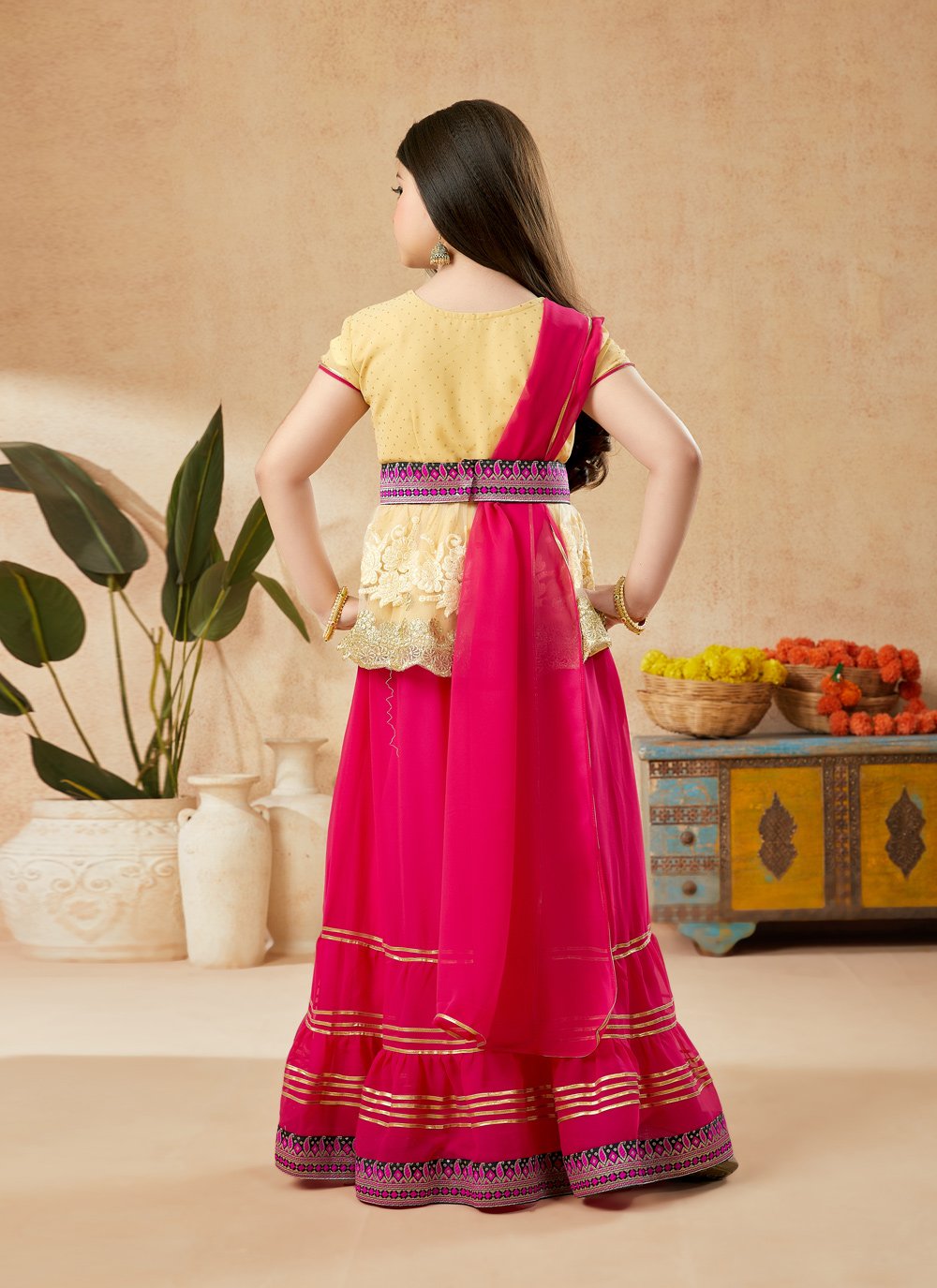 Lehenga Choli Net Gold Embroidered Kids