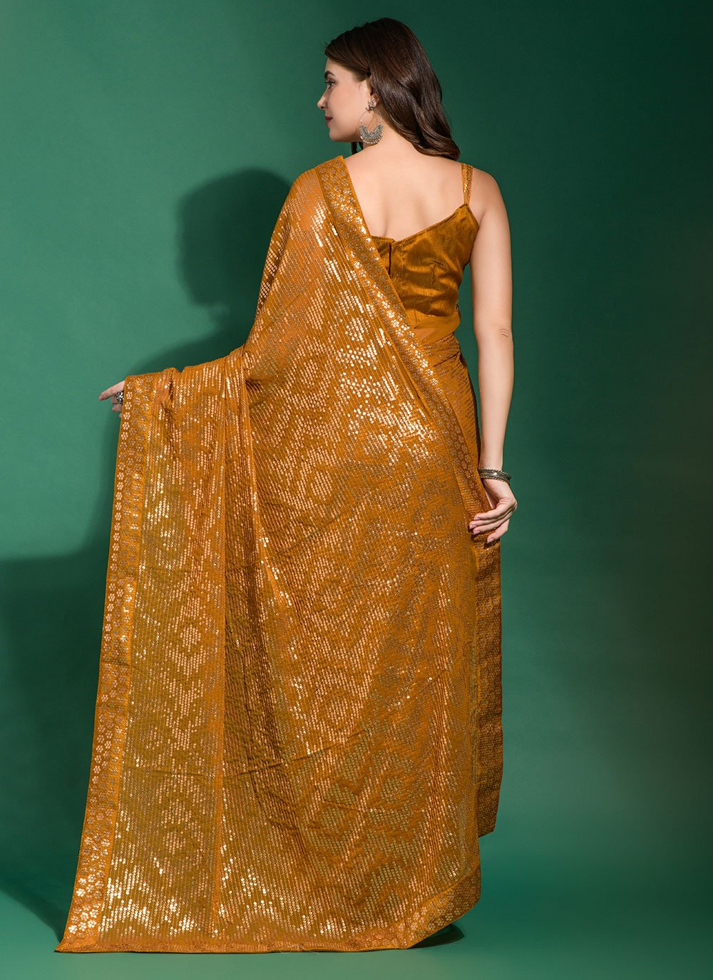 Trendy Saree Georgette Gold Embroidered Saree