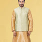 Nehru Jackets Jacquard Silk Gold Embroidered Mens