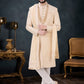 Indo Western Sherwani Silk Gold Embroidered Mens