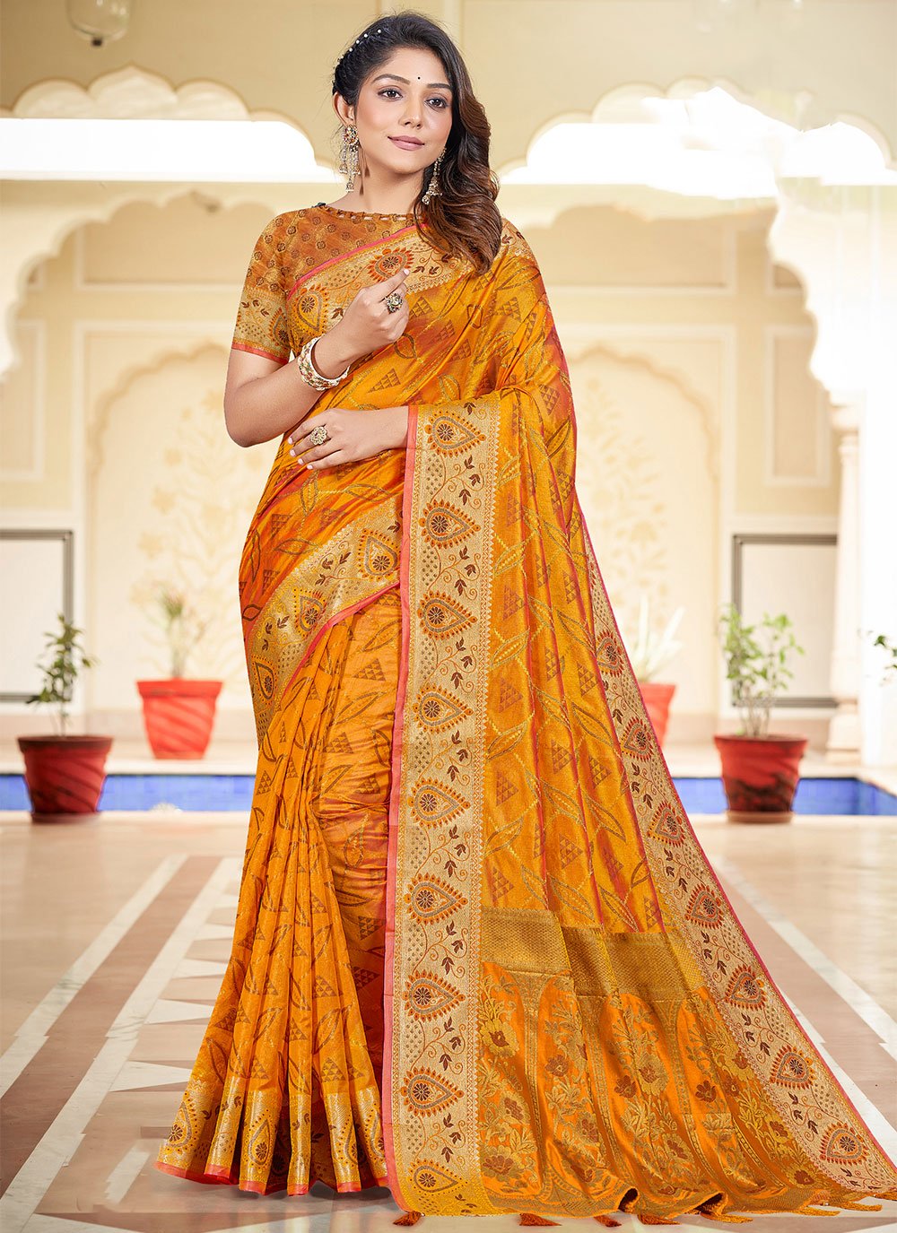 Trendy Saree Silk Gold Patch Border Saree