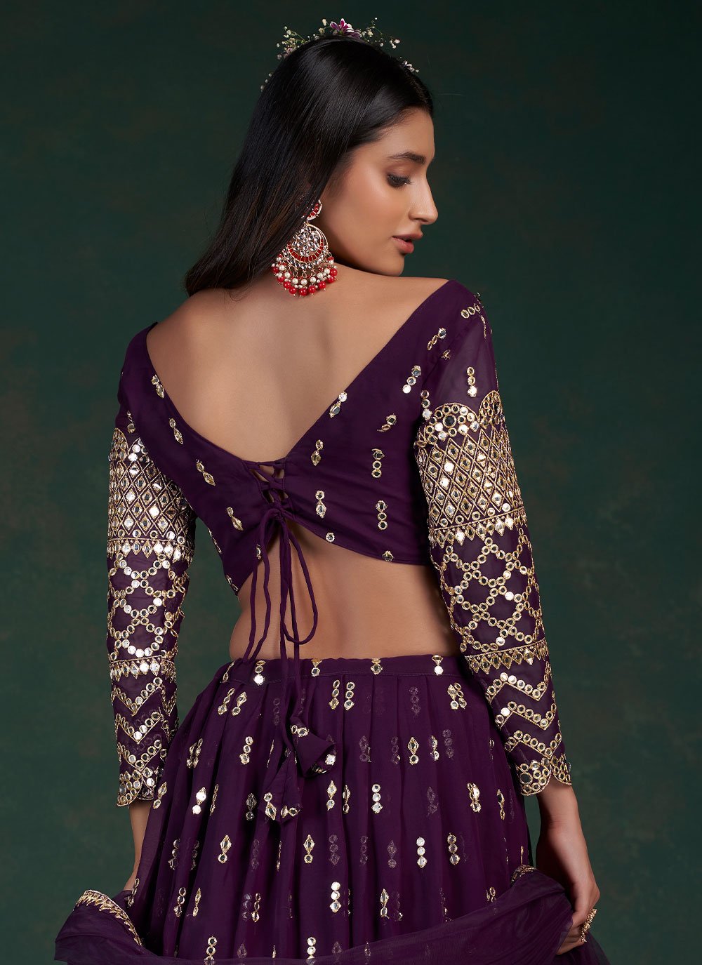 Lehenga Choli Georgette Purple Gota Work Lehenga Choli