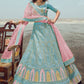 Lehenga Choli Organza Turquoise Embroidered Lehenga Choli