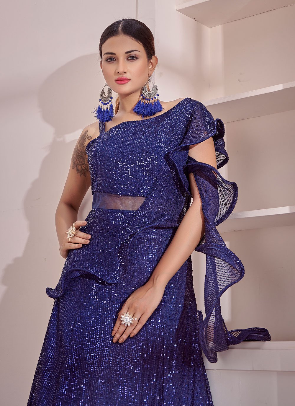 Gown Imported Blue Sequins Gown