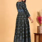 Gown Cotton Green Print Gown