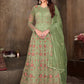 Anarkali Suit Net Green Embroidered Salwar Kameez