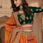 Lehenga Choli Banarasi Silk Green Orange Embroidered Lehenga Choli