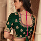 Lehenga Choli Banarasi Silk Green Orange Embroidered Lehenga Choli