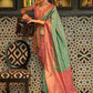 Traditional Saree Handloom Silk Green Peach Weaving Saree