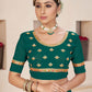 Classic Faux Georgette Green Rama Embroidered Saree