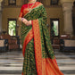Trendy Saree Satin Silk Green Red Weaving Saree