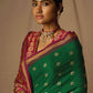 Contemporary Brasso Green Red Woven Saree