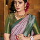 Contemporary Silk Green Pink Fancy Work Saree