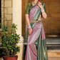 Contemporary Silk Green Pink Fancy Work Saree
