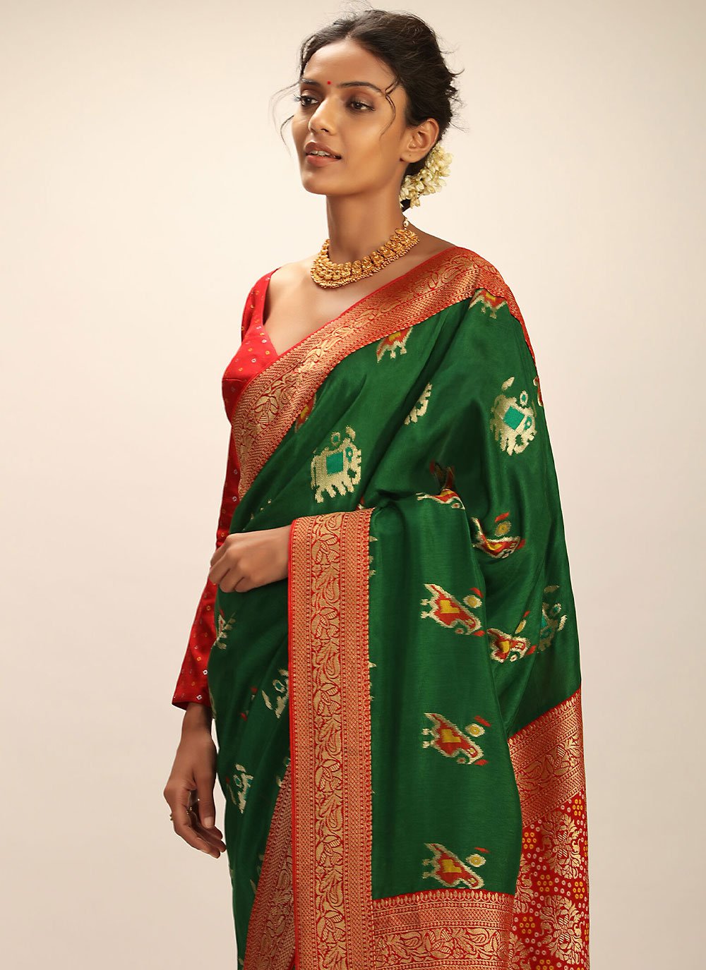 Contemporary Art Banarasi Silk Green Woven Saree