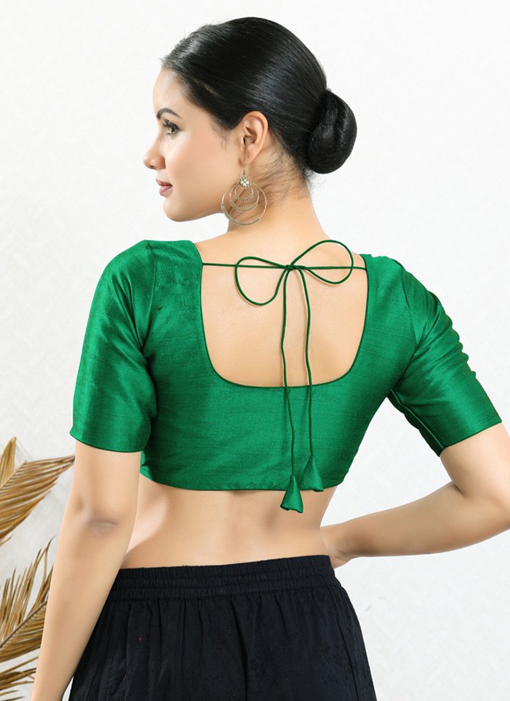 Blouse Art Silk Green Plain Blouse