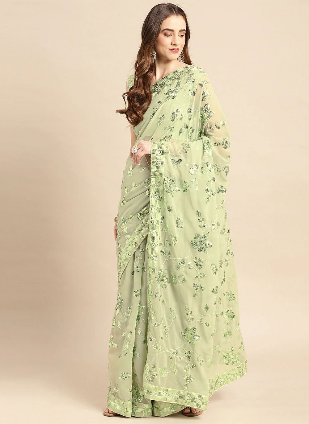 Classic Art Silk Green Embroidered Saree