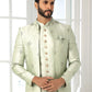 Indo Western Art Silk Green Machine Embroidery Mens