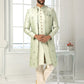 Indo Western Art Silk Green Machine Embroidery Mens