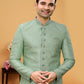 Indo Western Sherwani Art Silk Green Hand Work Mens