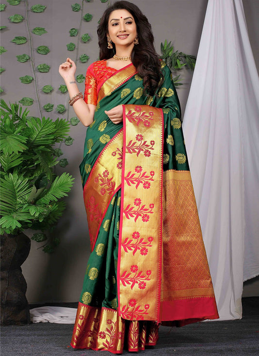 Classic Banarasi Silk Green Weaving Saree