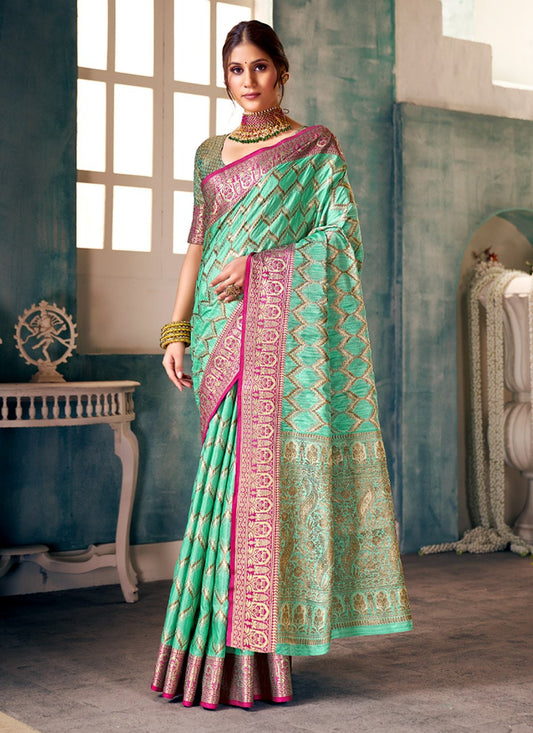 Traditional Saree Banarasi Silk Green Weaving Saree