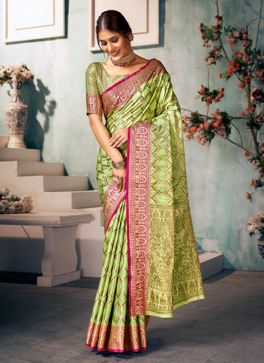 Traditional Saree Banarasi Silk Green Weaving Saree