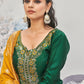 Pant Style Suit Banarasi Silk Green Woven Salwar Kameez