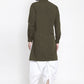 Kurta Blended Cotton Green Buttons Mens