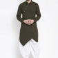 Kurta Blended Cotton Green Buttons Mens