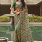 Contemporary Net Green Embroidered Saree