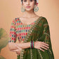 Designer Organza Green Embroidered Saree