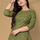 Casual Kurti Cotton Green Foil Print Kurtis