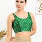 Designer Blouse Raw Silk Green Embroidered Blouse